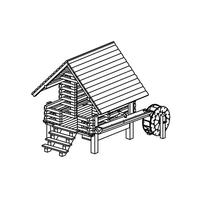 Mill House with Crank Handle Pump and Mill Wheel | Playground Equipment | Water Play House