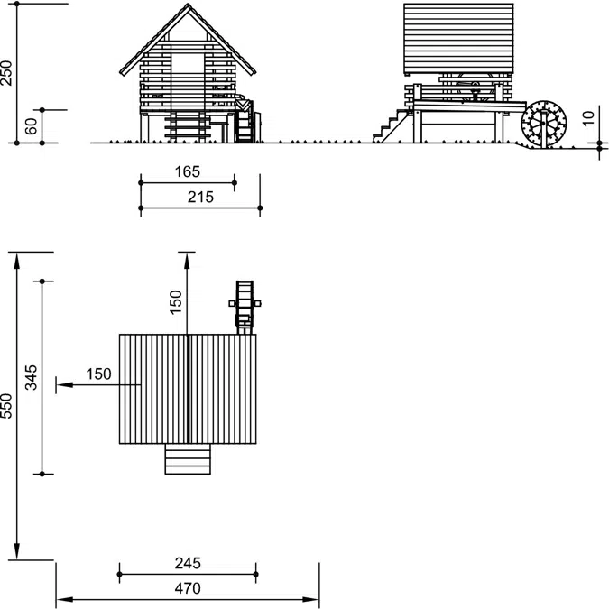 Mill House with Crank Handle Pump and Mill Wheel | Playground Equipment | Water Play House