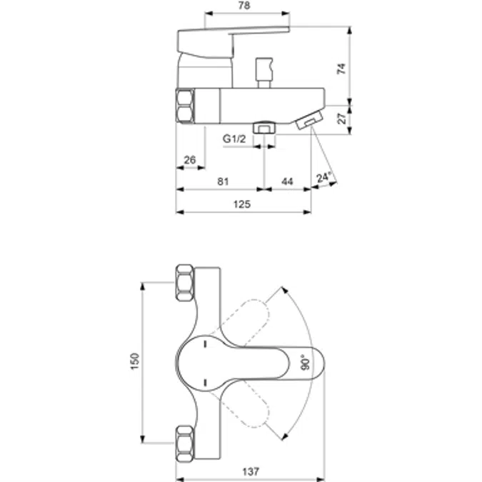 OLYOS - Wall-mounted bath-shower mixer