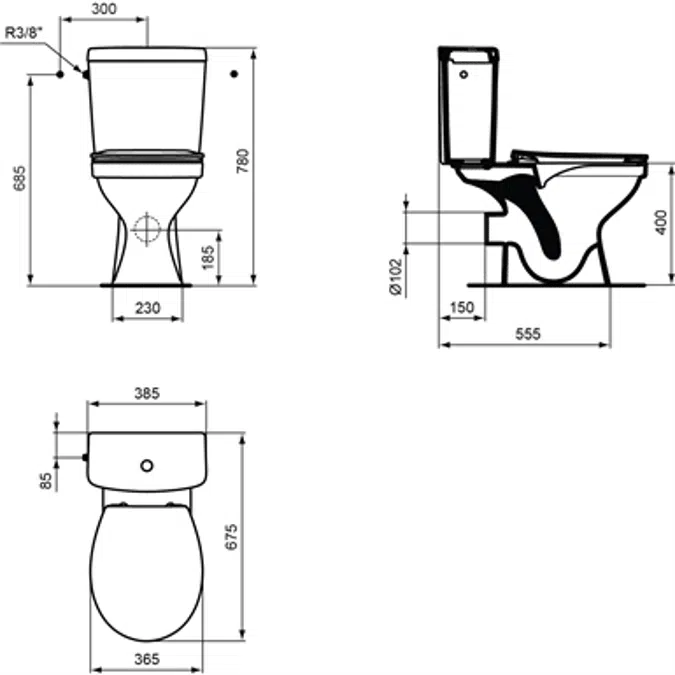 ULYSSE - Bowl without flange horizontal outlet