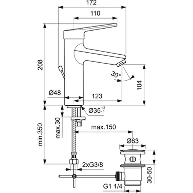 CERAPLUS BASIN MIXER RIM-MOUNTED GRANDE