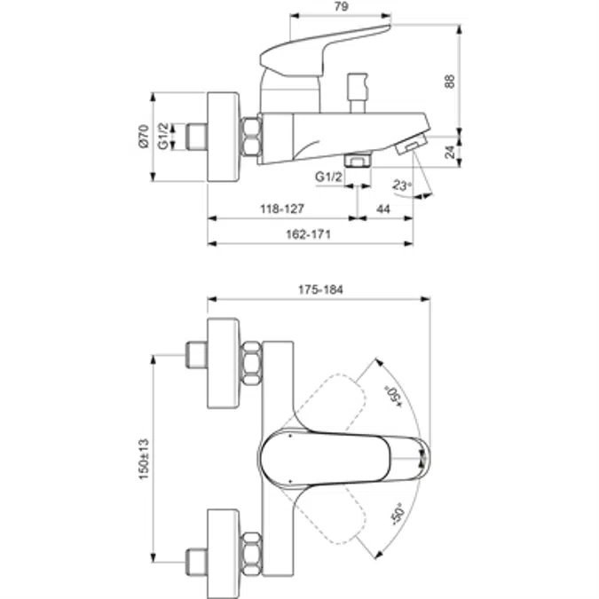 Mitigeur Bain-Douche Mural OkyrIS - D0576AA / Porcher