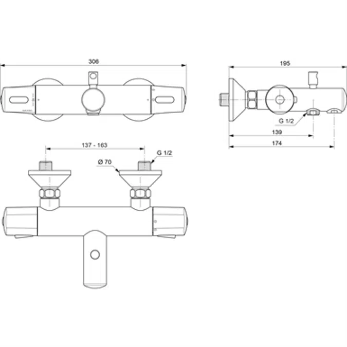 OLYOS - Thermostatic mixer wall-mounted bath-shower