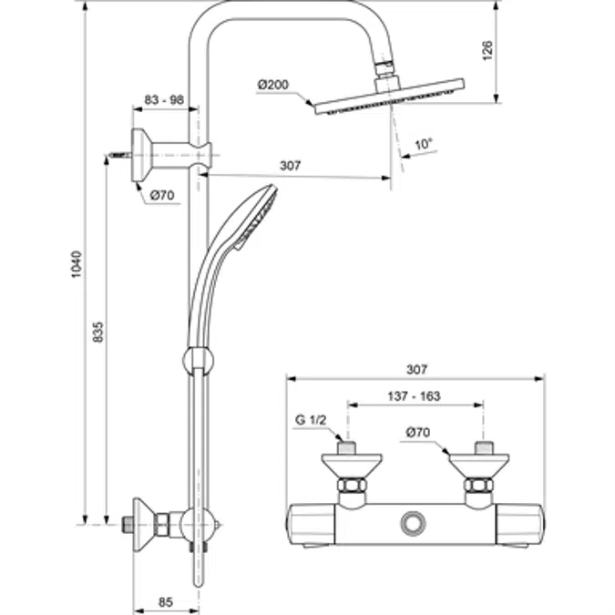 OLYOS - Thermostatic column
