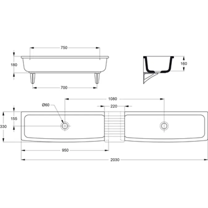 Auge Lavabo 95X33 Blanc