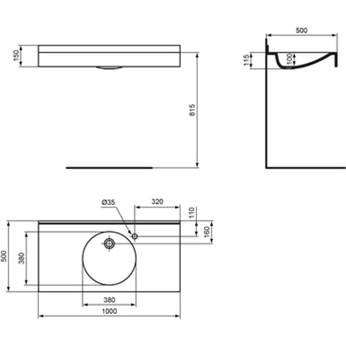 MATURA - Sink plan 100 x 50 cm