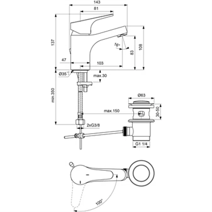 ULYSSE - Washbasin tap Ch3