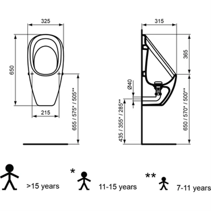 AXIF PLUS - Urinal without water 65 x 32,5 cm