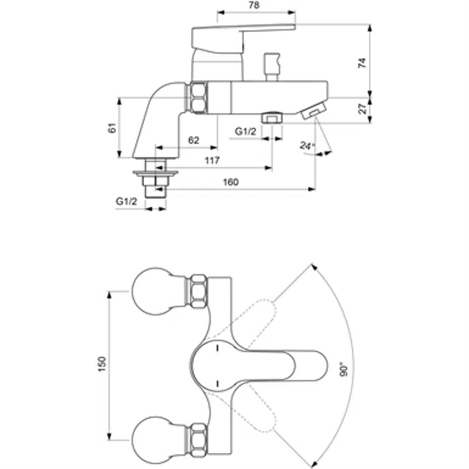 OLYOS - Mixer bath-shower balusters