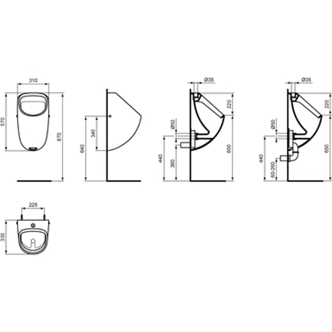 AXIF PLUS - Urinal with apparent feeding