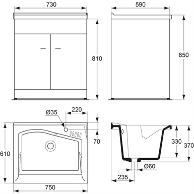 LAGO - Washing tray 75 x 61 cm