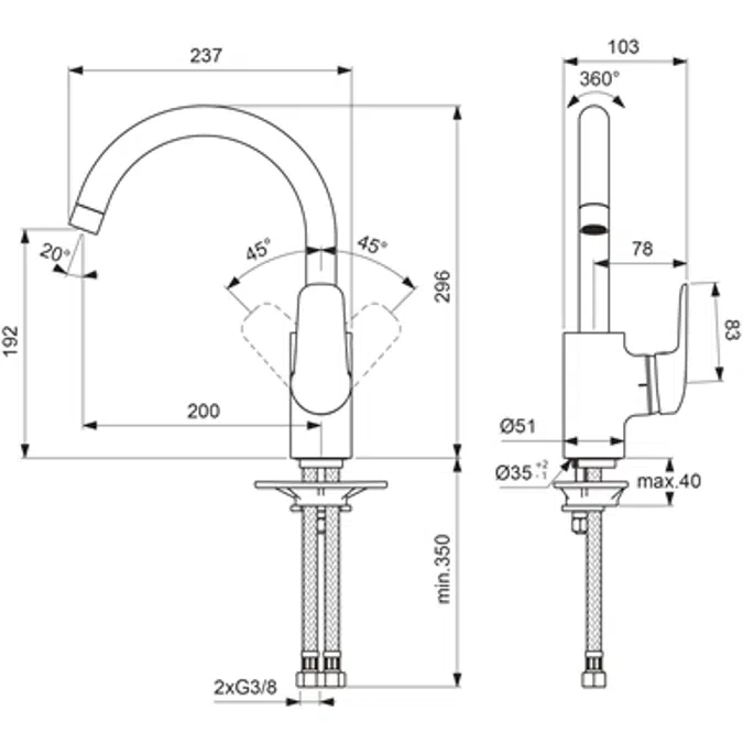 Mitigeur Evier OkyrIS - D0580AA / Porcher