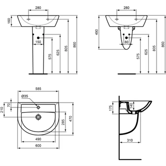 ULYSSE - Sink 60 x 47 cm