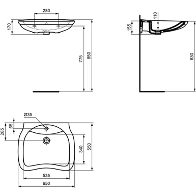 MATURA - Sink PMR 65 x 55 cm