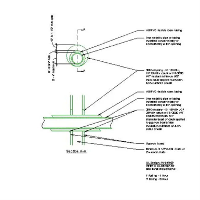 BIM objects - Free download! 3M Fire Sealant System WL5169 Insulated ...