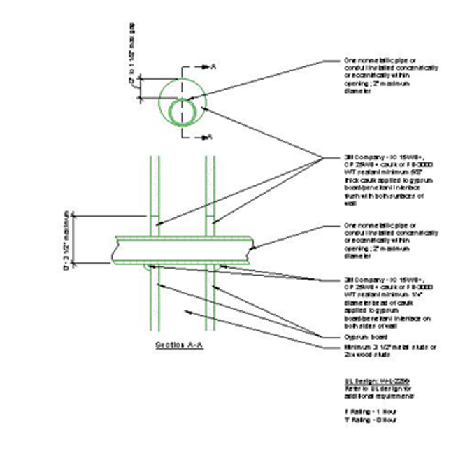 BIM objects - Free download! 3M Fire Sealant System WL2299 Nonmetal ...