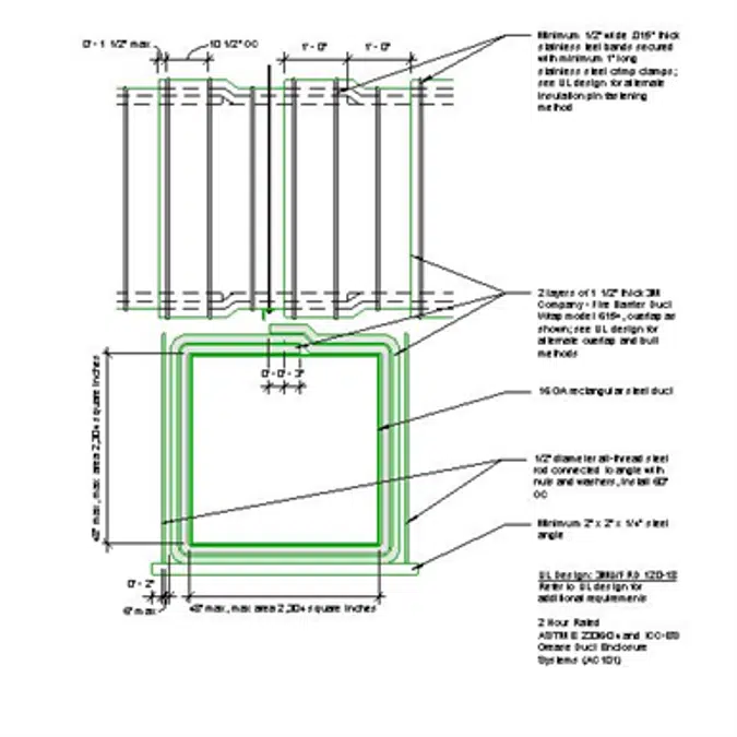BIM objects Free download! 3M Fire Sealant System FRD12018 Square Grease Duct Enclosure