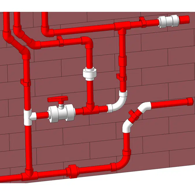 Rött och vitt ABS-rörsystem för branddetektering och aspirering