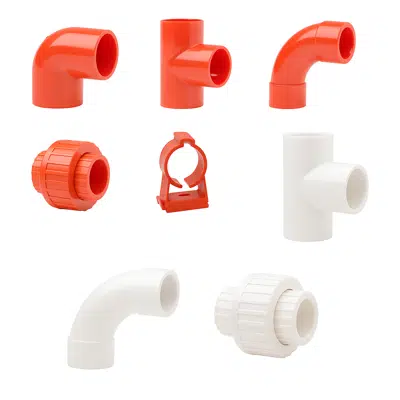 bild för Rött och vitt ABS-rörsystem för branddetektering och aspirering