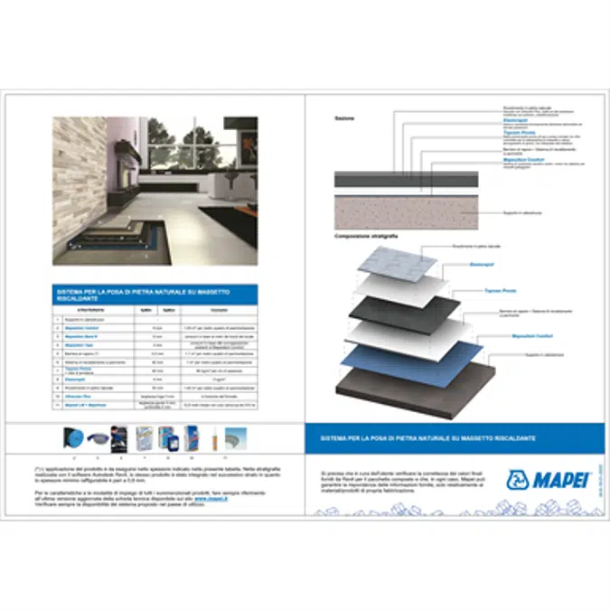 System for installing natural stone flooring on a heated screed