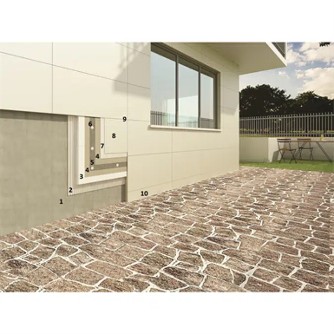 Mapetherm tile system for installing thin porcelain tiles on facades with an external insulation system