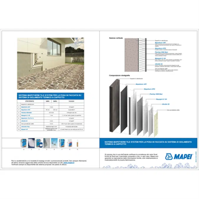 Mapetherm tile system for installing thin porcelain tiles on facades with an external insulation system