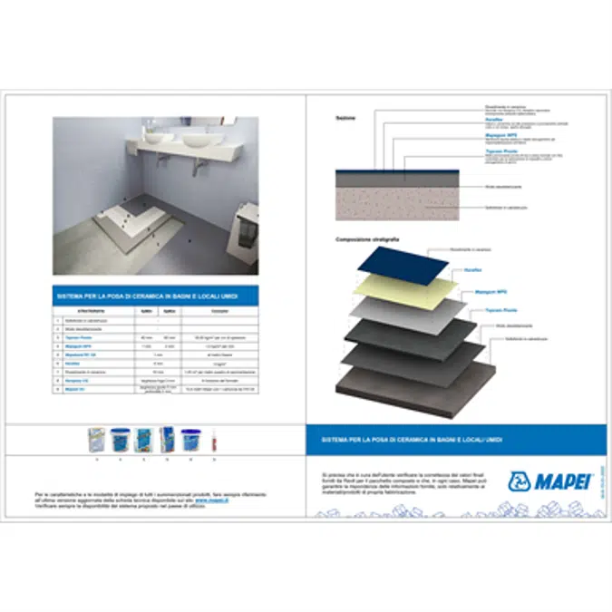 System for installing ceramic in bathrooms and damp areas in general