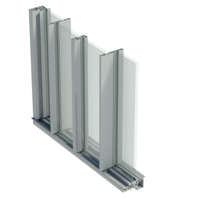 BIM objects - Free download! OS Double 2R 4 leaves sliding window with ...
