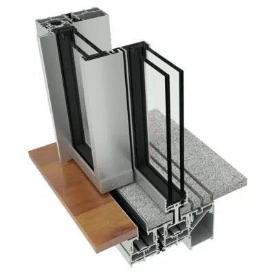 OS D+ 1 RAIL 4 SASH SLIDING WINDOW WITH CONCEALED SILL SO24 AND DRAINAGE SO82 için görüntü