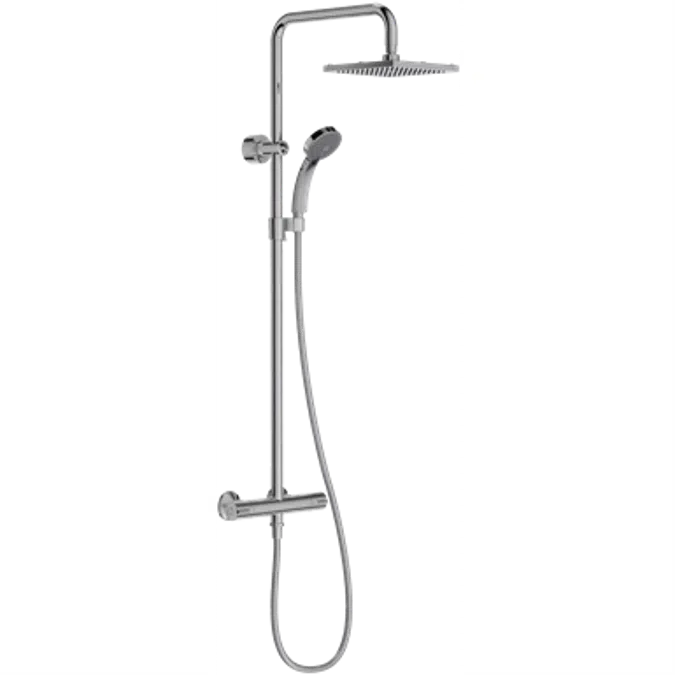 JULY - Shower column with thermostatic mixer and square showerhead