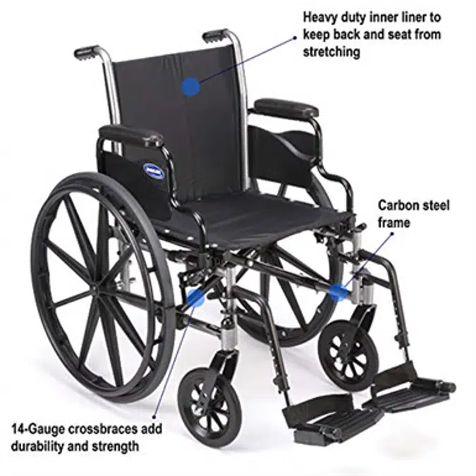 Invacare Tracer SX5 Wheelchair, with Desk Length Arms and T93HCP Composite Footrests with Heel Loops, 18" Seat Width, 1193458