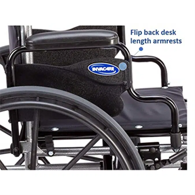 Invacare Tracer SX5 Wheelchair, with Desk Length Arms and T93HCP Composite Footrests with Heel Loops, 18" Seat Width, 1193458