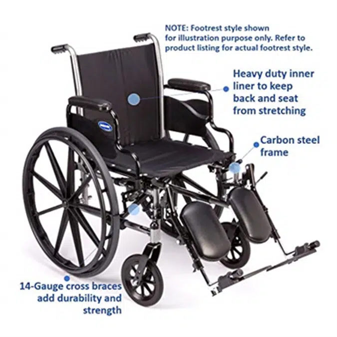 Invacare Tracer SX5 Wheelchair, with Desk Length Arms and T93HCP Composite Footrests with Heel Loops, 18" Seat Width, 1193458