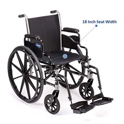 Invacare Tracer SX5 Wheelchair, with Desk Length Arms and T93HCP Composite Footrests with Heel Loops, 18" Seat Width, 1193458 için görüntü