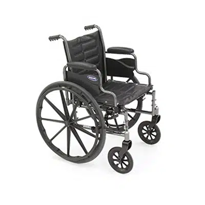 Invacare Tracer EX2 Wheelchair, with Desk Length Arms and T93HCP Hemi Footrests with Heel Loops, 20" Seat Width, TREX20RP / T93HCP için görüntü