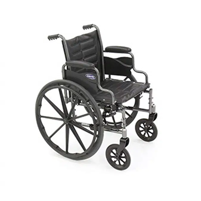 Invacare Tracer EX2 Wheelchair, with Desk Length Arms and T93HCP Hemi Footrests with Heel Loops, 20" Seat Width, TREX20RP / T93HCP