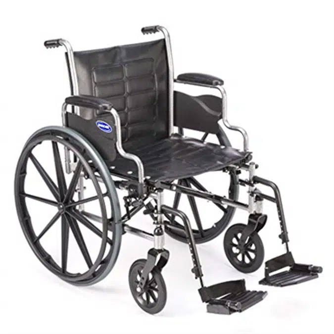 Invacare Tracer EX2 Wheelchair, with Desk Length Arms and T93HCP Hemi Footrests with Heel Loops, 20" Seat Width, TREX20RP / T93HCP