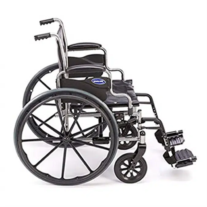 Invacare Tracer EX2 Wheelchair, with Desk Length Arms and T93HCP Hemi Footrests with Heel Loops, 20" Seat Width, TREX20RP / T93HCP