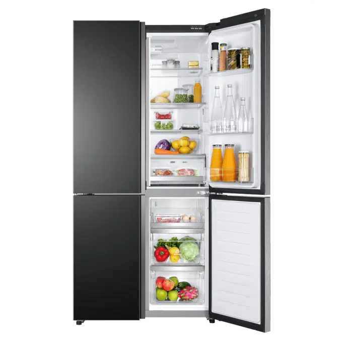 BIM objects Free download! Quad Door Refrigerator Freezer, 91cm, 628L