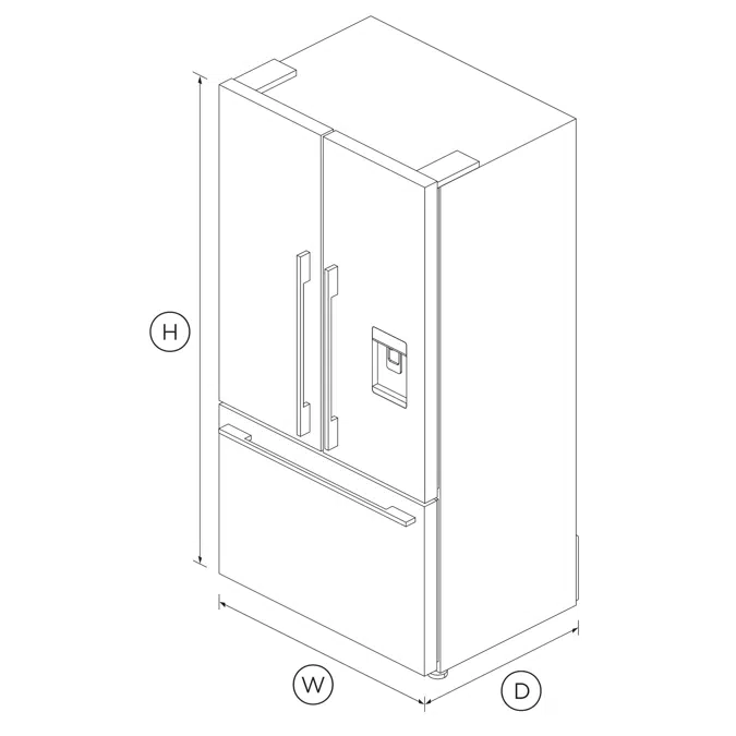 BIM objects - Free download! Freestanding French Door Refrigerator ...