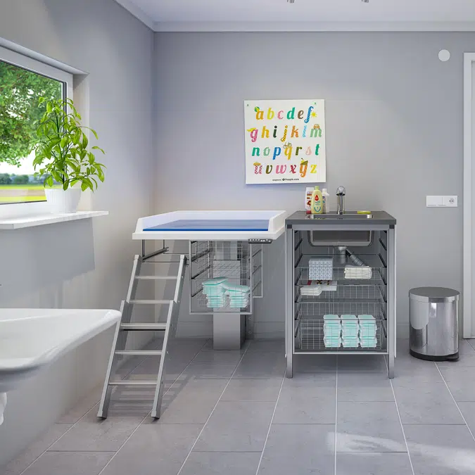 Changing table 335 - Combination 1, washing bench right, 147x80 cm