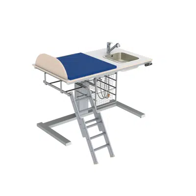 afbeelding voor Changing table 332 laundry sink right - Ladder left, border height 20 cm, 140x80 cm