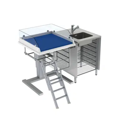 afbeelding voor Changing table 333 - Combination 1, washing bench right, border height 20 cm, 147x80 cm