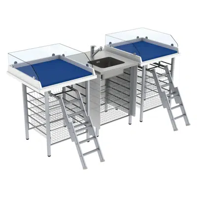 Obrázek pro Changing table 327 - Combination 2, washing bench center, border height 20 cm, 232x80 cm