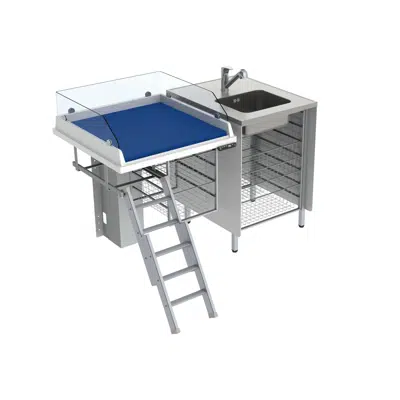 obraz dla Changing table 335 - Combination 1, washing bench right, border height 20 cm, 147x80 cm