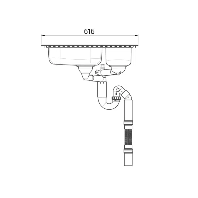 Flache barrierefreie Einbauspüle ES20 - 61,6 cm