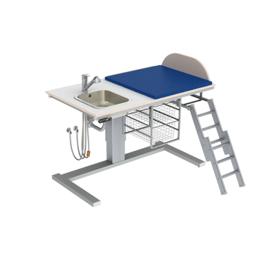 Image for Changing table 332 laundry sink left - Ladder right, border height 20 cm, 140x80 cm