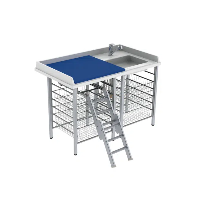 Changing table 327 laundry sink right - Ladder left, 140x80 cm