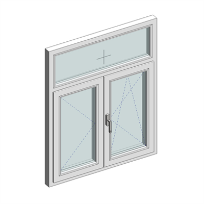 Image for STRUGAL DOMUS + PVC  Hinged Window  (Two-Leaf+Fixed-Top)