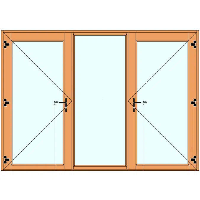 POETV09 | Two Outswing Door triple glazed with a central fixed pane
